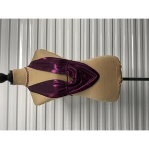 Y2K Purple Metallic Halter Top